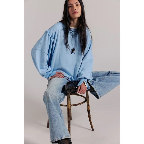 We The Free Tops - NWOT Free People We The Free Camden Sweatshirt in Dream Blue | SOLD OUT SIZE
